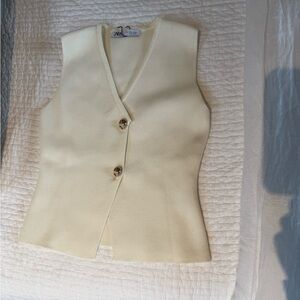 Zara Cream gold Buttoned Vest